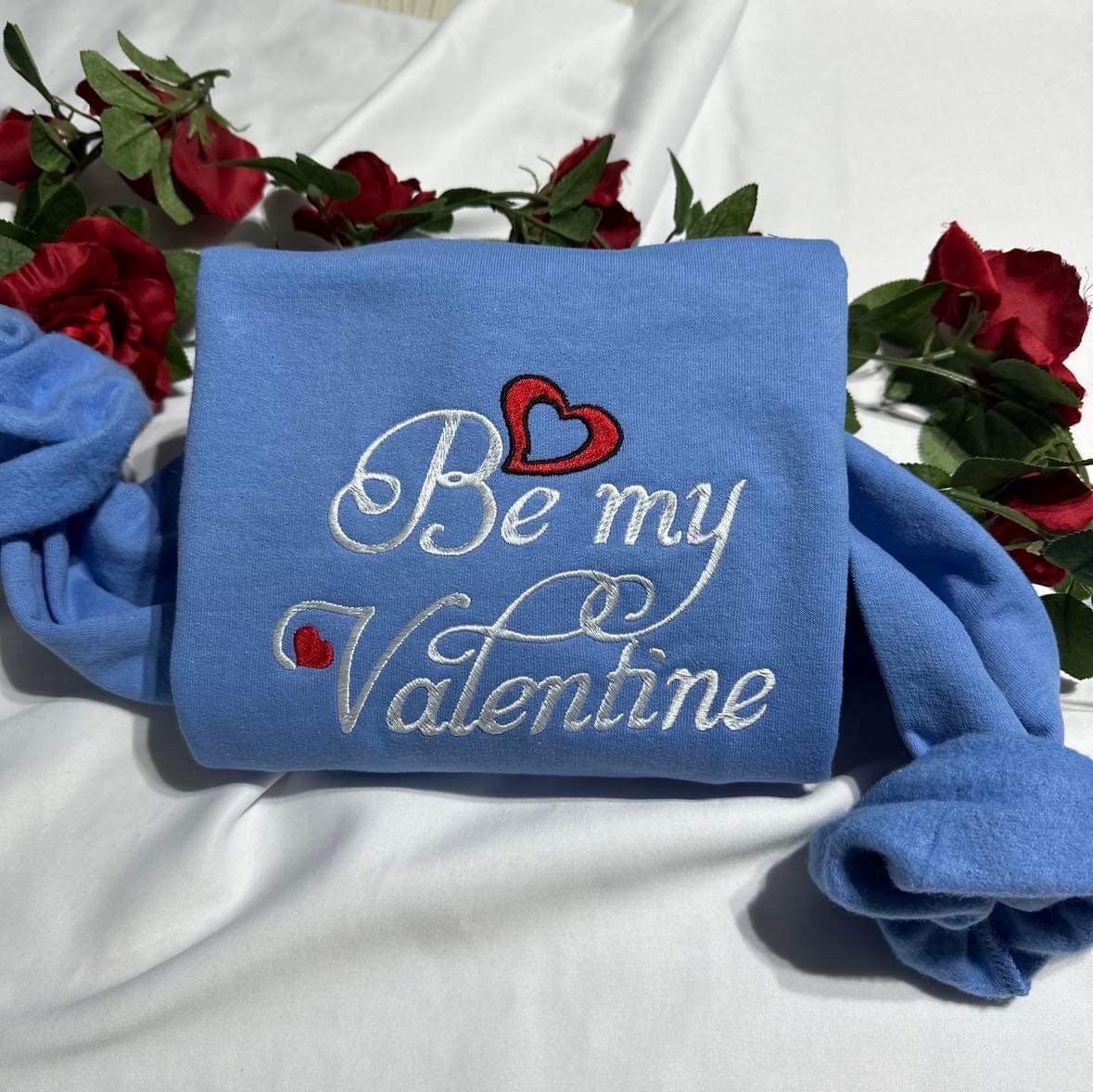 Be my Valentine embroidered sweatshirt; Be my Valentine shirt, gift for women crewneck,  retro Valentine embroidered crewneck,y2k sty